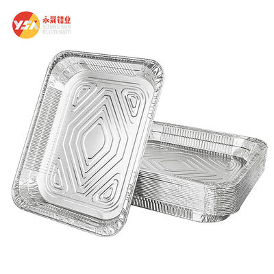 Disposable Food Grade Aluminium Container 450ml And 800ml Tin Foil Trays With Plastic Lid For Food Packaging