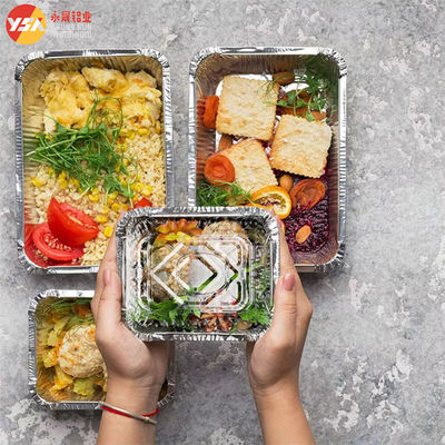 F1 8342 450ml Disposable Aluminum Foil Food Take Out Container with Lid