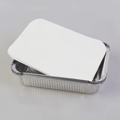 Rectangular Disposable Aluminum Foil Food Container with Fold-Down Lid Perfect for Restaurant Outings , Catered Events and Meal Prep